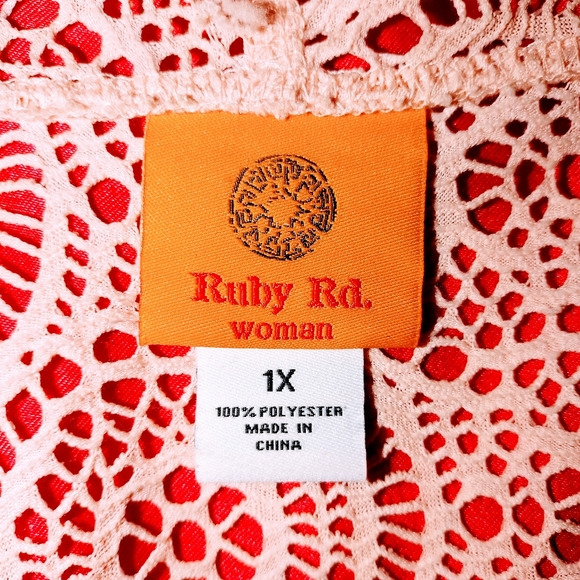 Ruby Rd. Woman Pink Lace Waterfall Cardigan 1X - Picture 2 of 4